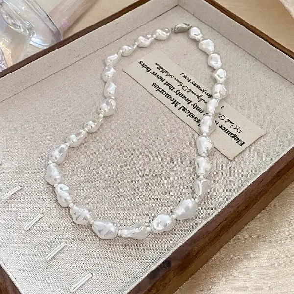 39# White-Small Pea Pearl Necklace,tkmbeautysupply.com