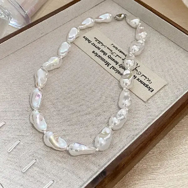 40# white-medium pea pearl necklace,tkmbeautysupply.com