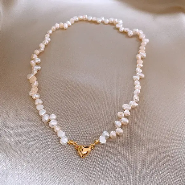60#Love Magnetic Freshwater Pearl Necklace,tkmbeautysupply.com