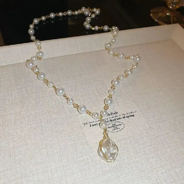 62# Irregular round ball pearl necklace,tkmbeautysupply.com