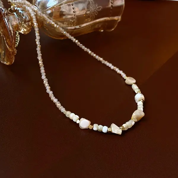 Irregular shell crystal necklace,tkmbeautysupply.com