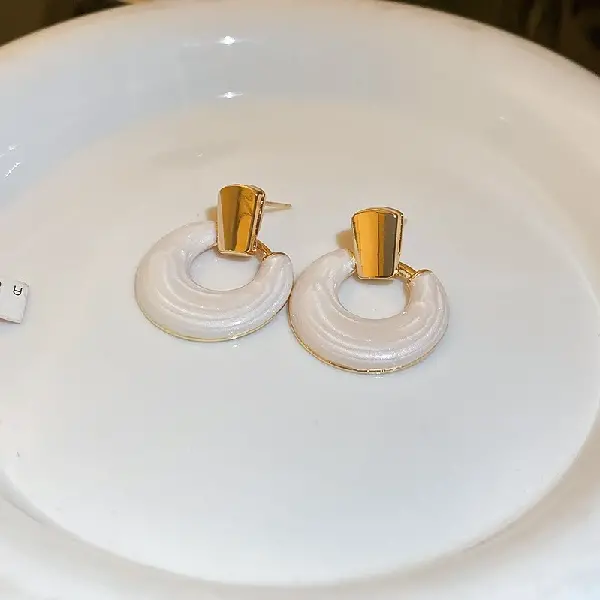 Steel Needle Oil Drop Circle Earrings,tkmbeautysupply.com