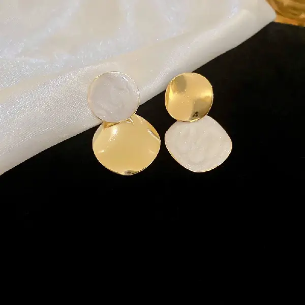 Silver Needle Oil Drop Round Asymmetric Stud Earrings,tkmbeautysupply.com