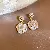 Wholesale Real Gold Electroplated Silver Needle Pearl Earrings - Silver Needle Oil Drop Diamond Pearl Flower Earrings