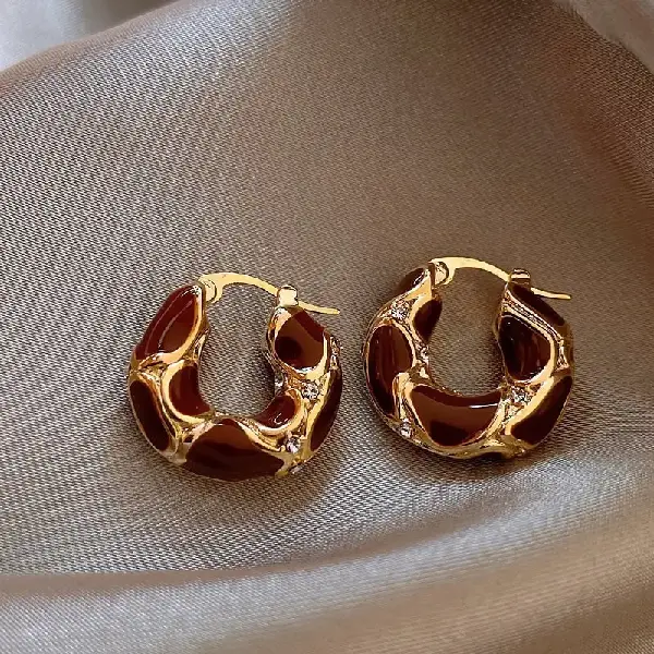 7# oil dripping diamond round earrings,tkmbeautysupply.com