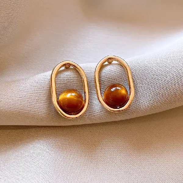 15# silver needle square round resin ball earrings,tkmbeautysupply.com