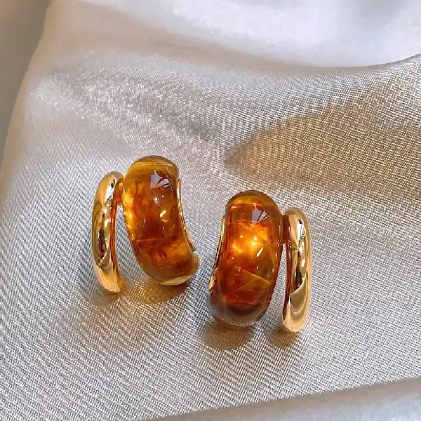 18# silver needle resin C-shaped earrings,tkmbeautysupply.com