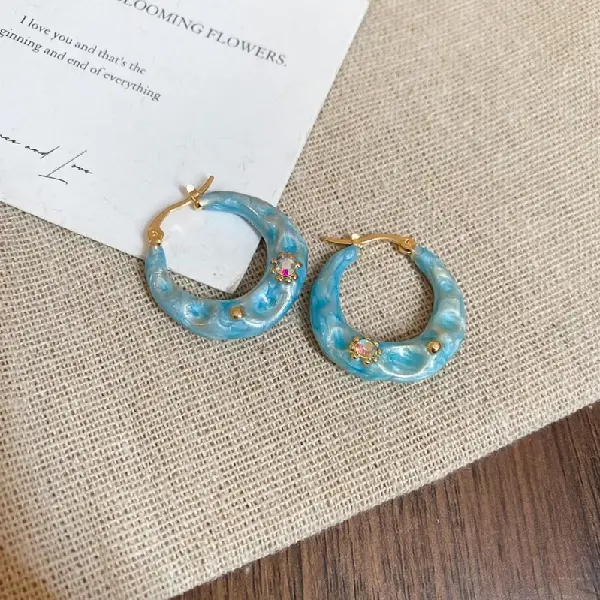 9# earrings-gold-blue,tkmbeautysupply.com