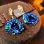 Wholesale Silver Needle Blue Irregular Metal Earrings for Retailers - Silver Needle-Pleated Geometric Irregular Sector Earrings