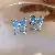 Wholesale Silver Needle Blue Irregular Metal Earrings for Retailers - Silver Needle-Diamond Blue Butterfly Earrings