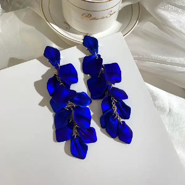 Steel Needle-Rose Petal Tassel Earrings,tkmbeautysupply.com