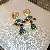 Wholesale Silver Needle Blue Irregular Metal Earrings for Retailers - Silver Needle-Diamond Circle Square Drop Earrings
