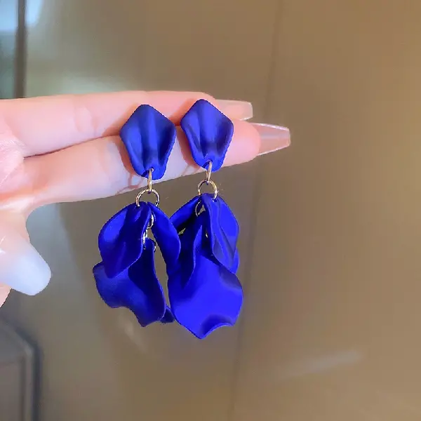 Silver Needle Acrylic Matte Petal Tassel Stud Earrings,tkmbeautysupply.com