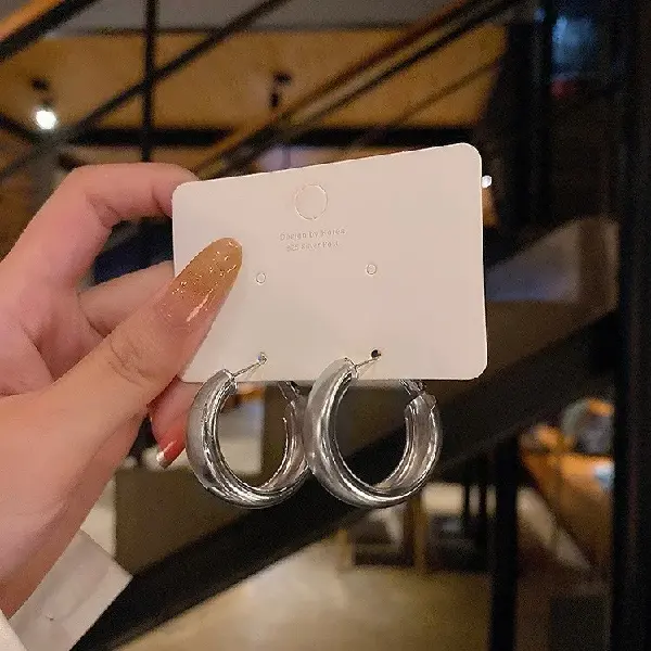 2# Silver Needle-Geometric Hoop Earrings,tkmbeautysupply.com