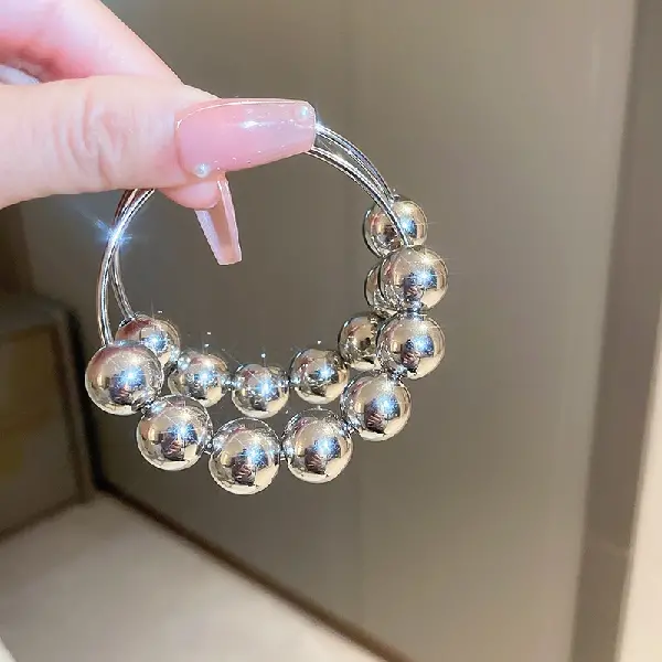8# silver needle-sliding ball earrings,tkmbeautysupply.com