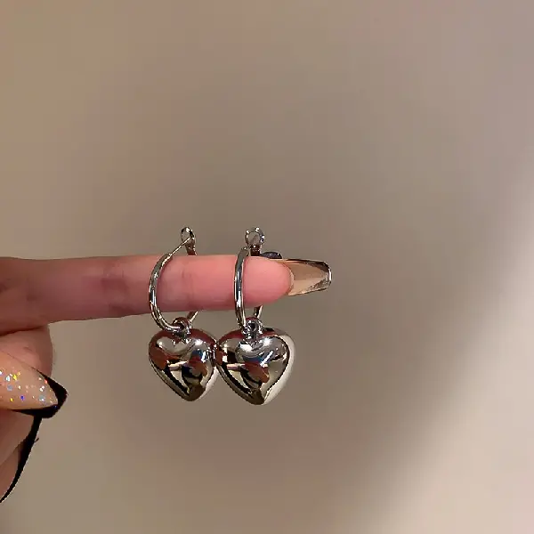 9# Earrings-Love-Silver,tkmbeautysupply.com