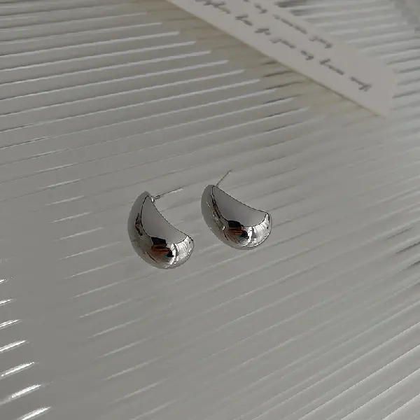 11# Silver Needle-Geometric C-Shaped Peas Earrings,tkmbeautysupply.com