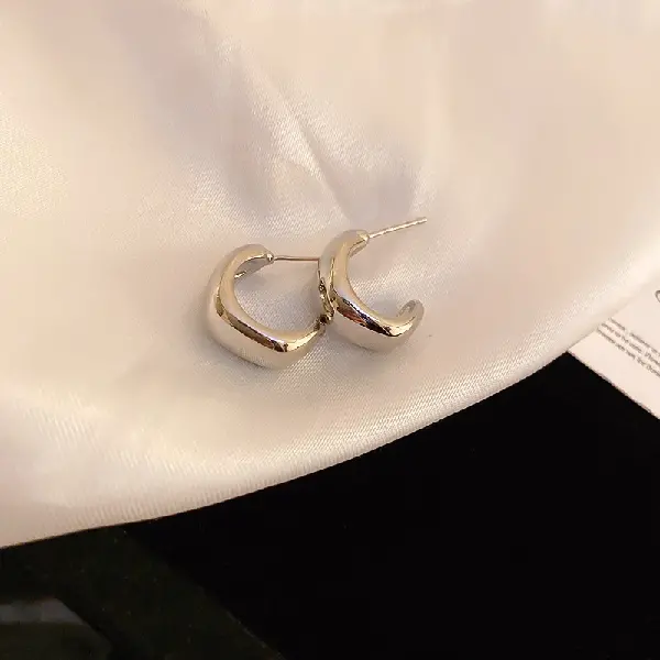 14# silver needle-C shaped earrings,tkmbeautysupply.com