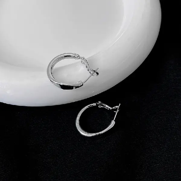 17# silver needle-circle earrings,tkmbeautysupply.com