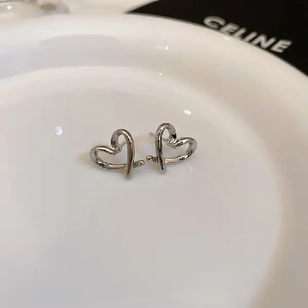 24# Silver Needle-Love Stud Earrings,tkmbeautysupply.com