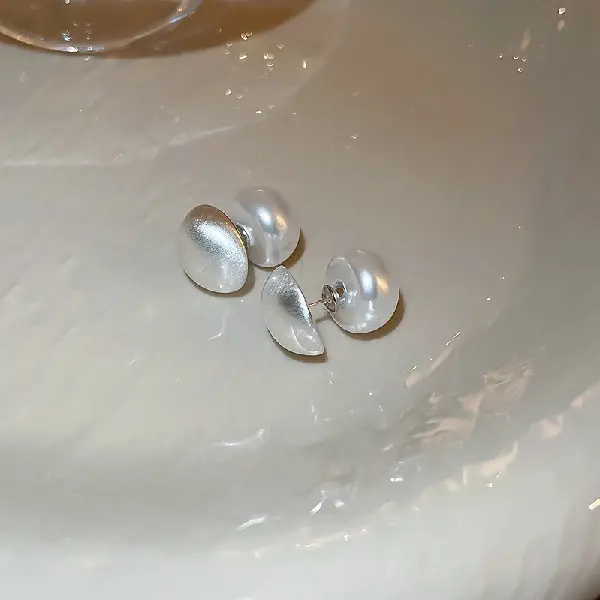 31# Silver Needle-Circle Pearl Stud Earrings,tkmbeautysupply.com