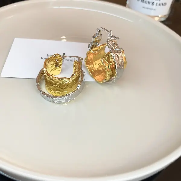 38# Earrings-Pleated Circle Double Layer,tkmbeautysupply.com