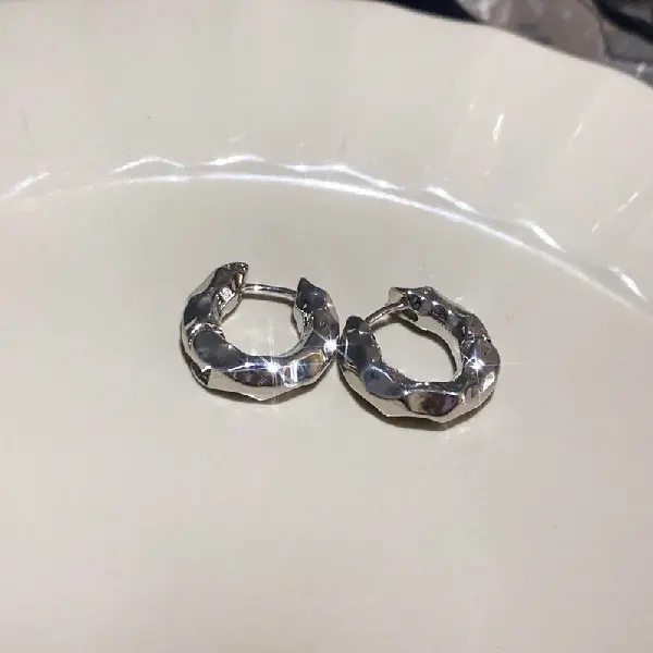 39# Earrings-Platinum pleated metal circles,tkmbeautysupply.com
