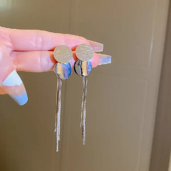 45# silver needle-a two-wear sequin tassel stud earrings,tkmbeautysupply.com