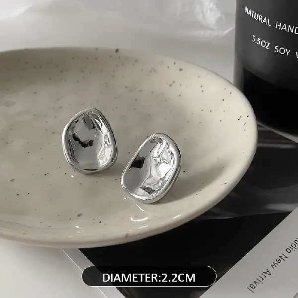 49# Silver Needle-Irregular Metal Geometric Stud Earrings,tkmbeautysupply.com