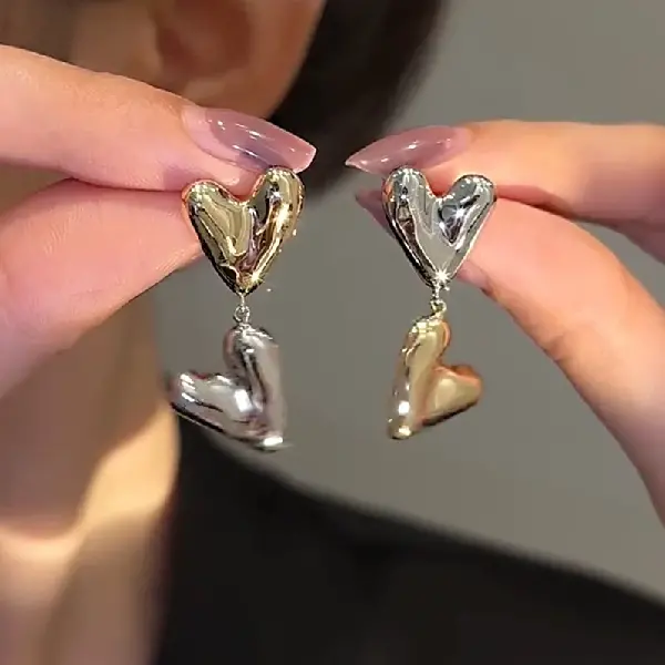 61# Silver Needle-Love Tassel Earrings-Regular-Gold-Silver,tkmbeautysupply.com