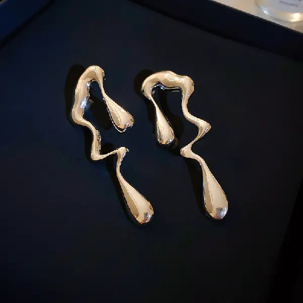 71# Silver Needle-Irregular Water Drop Earrings,tkmbeautysupply.com