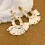 Wholesale Resort Handmade Chiffon Flower Pearl Tassel Earrings for Retailers - 8# steel needle-gold-white