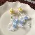 Wholesale Resort Handmade Chiffon Flower Pearl Tassel Earrings for Retailers - 20# silver needle-white-yellow