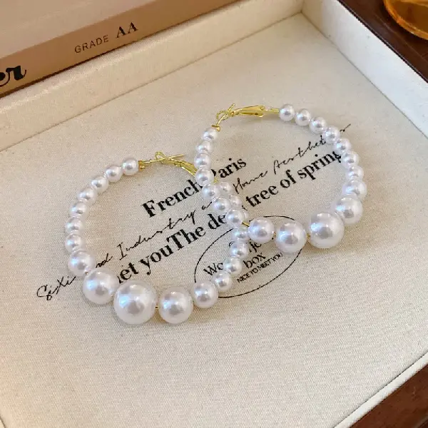Silver needle pearl earrings,tkmbeautysupply.com