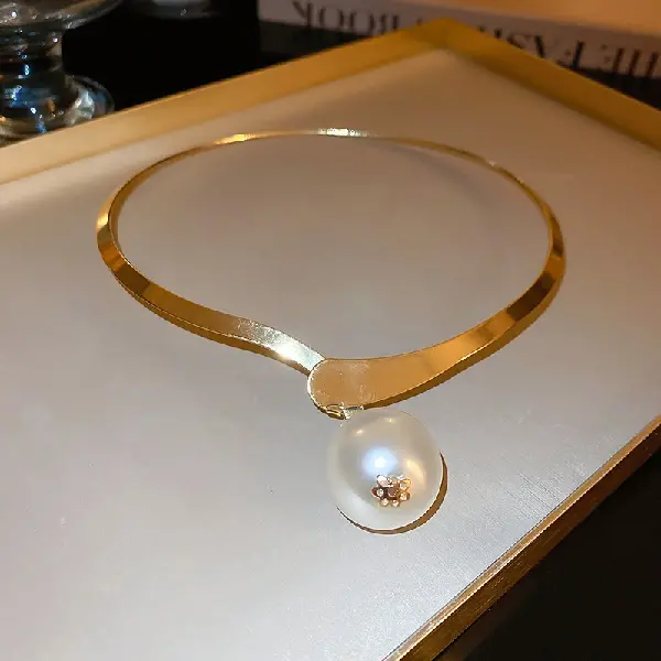 7# golden pearl necklace,tkmbeautysupply.com