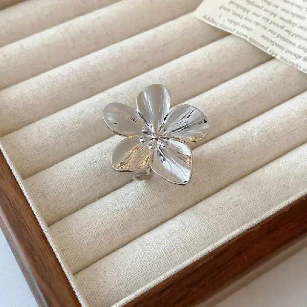 10# Silver-Flower Open Ring,tkmbeautysupply.com