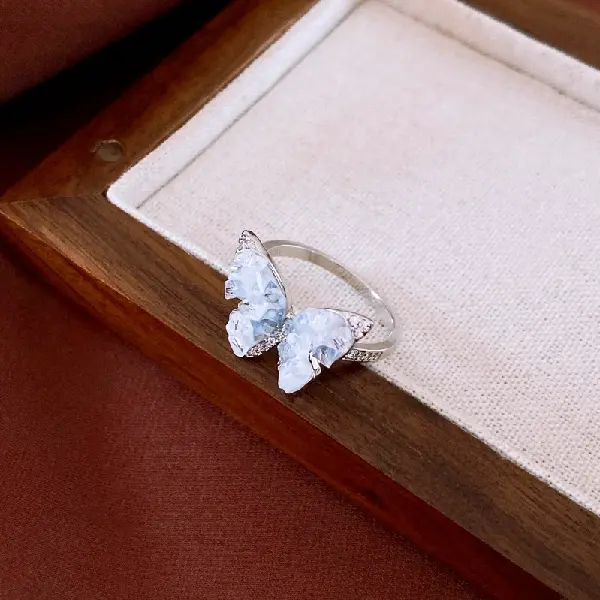 12# butterfly crystal zircon open ring,tkmbeautysupply.com