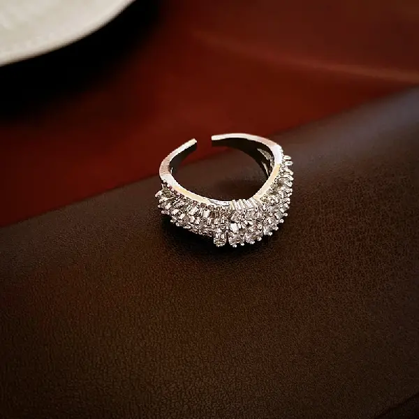 18# square zircon cross multi-layer open ring,tkmbeautysupply.com