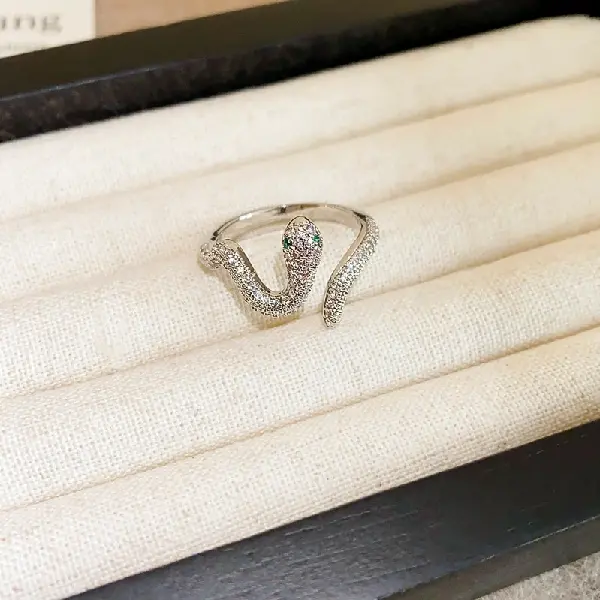 24#14K real gold electroplated wavy snake open ring,tkmbeautysupply.com
