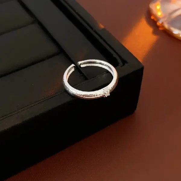 30# Brushed texture zircon open ring,tkmbeautysupply.com