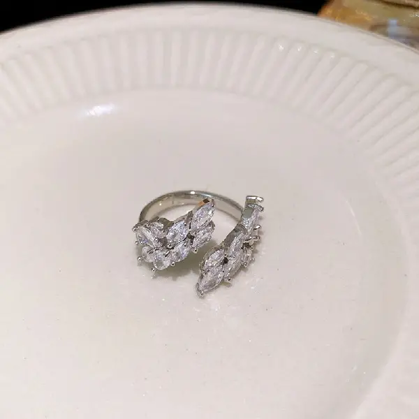 32# leaf zircon open ring,tkmbeautysupply.com