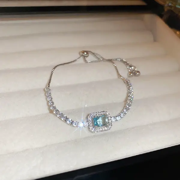 Blue Zircon Square Bracelet,tkmbeautysupply.com
