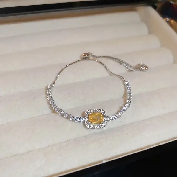 Yellow zircon square bracelet,tkmbeautysupply.com