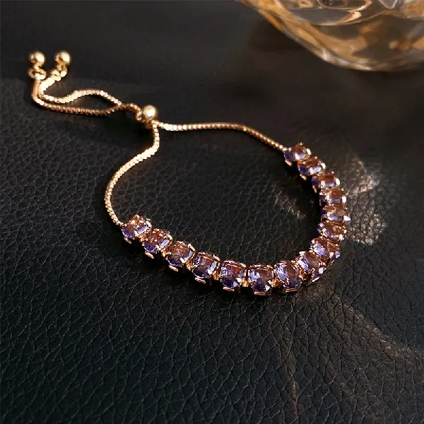 Purple Zircon Oval Pull-Out Bracelet,tkmbeautysupply.com