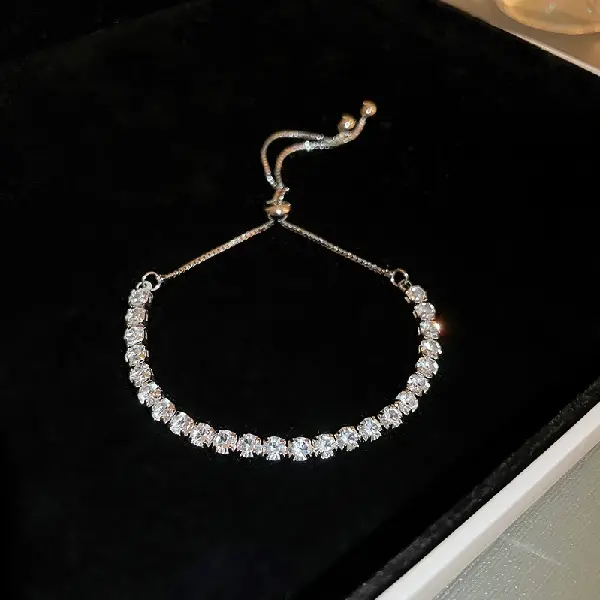 Silver Geometric Crystal Adjustable Bracelet,tkmbeautysupply.com