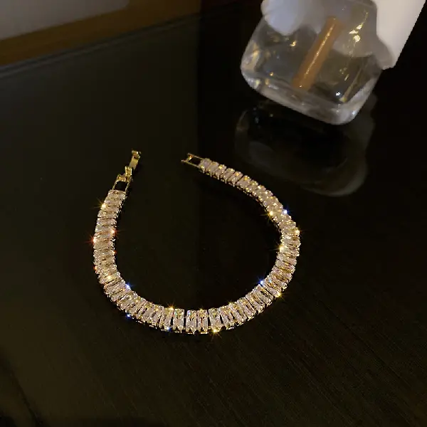Rectangular zircon buckle bracelet,tkmbeautysupply.com