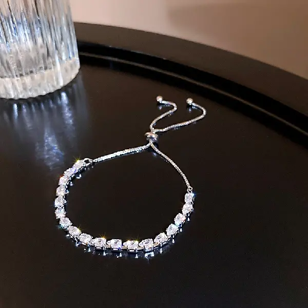Water drop zircon bracelet silver (real gold plating),tkmbeautysupply.com