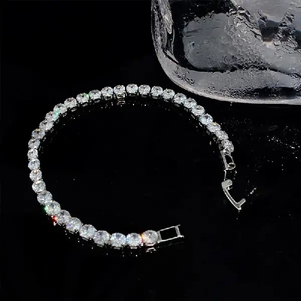 Silver Large Square Zirconia Bracelet,tkmbeautysupply.com