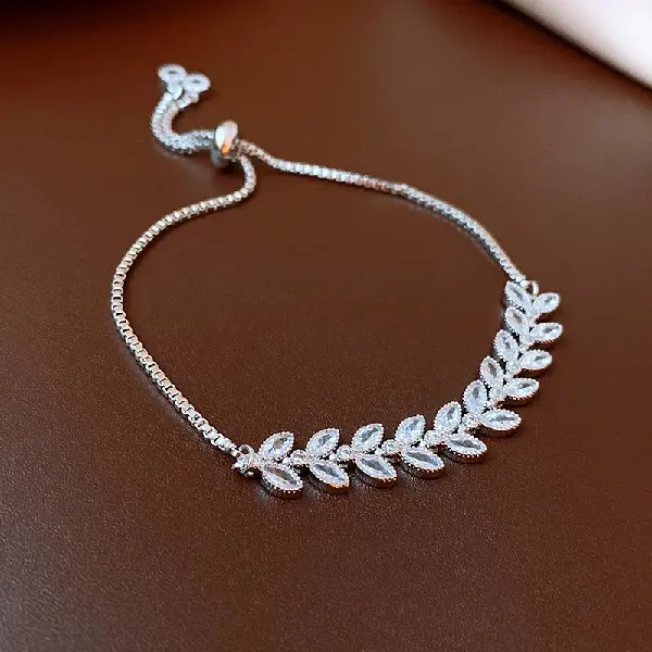 Zircon Willow Leaf Bracelet,tkmbeautysupply.com