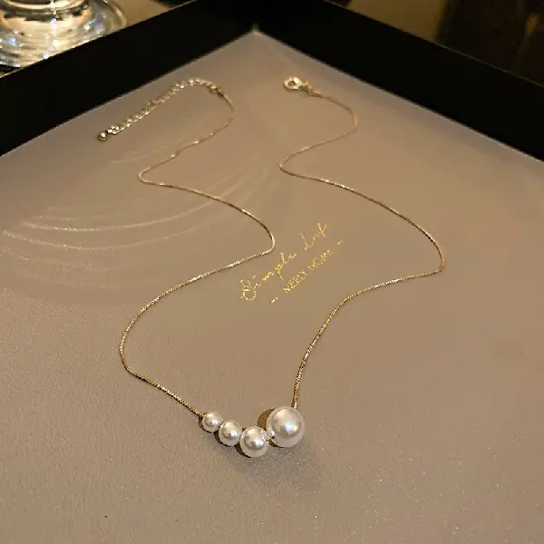 Real gold electroplated pearl necklace,tkmbeautysupply.com